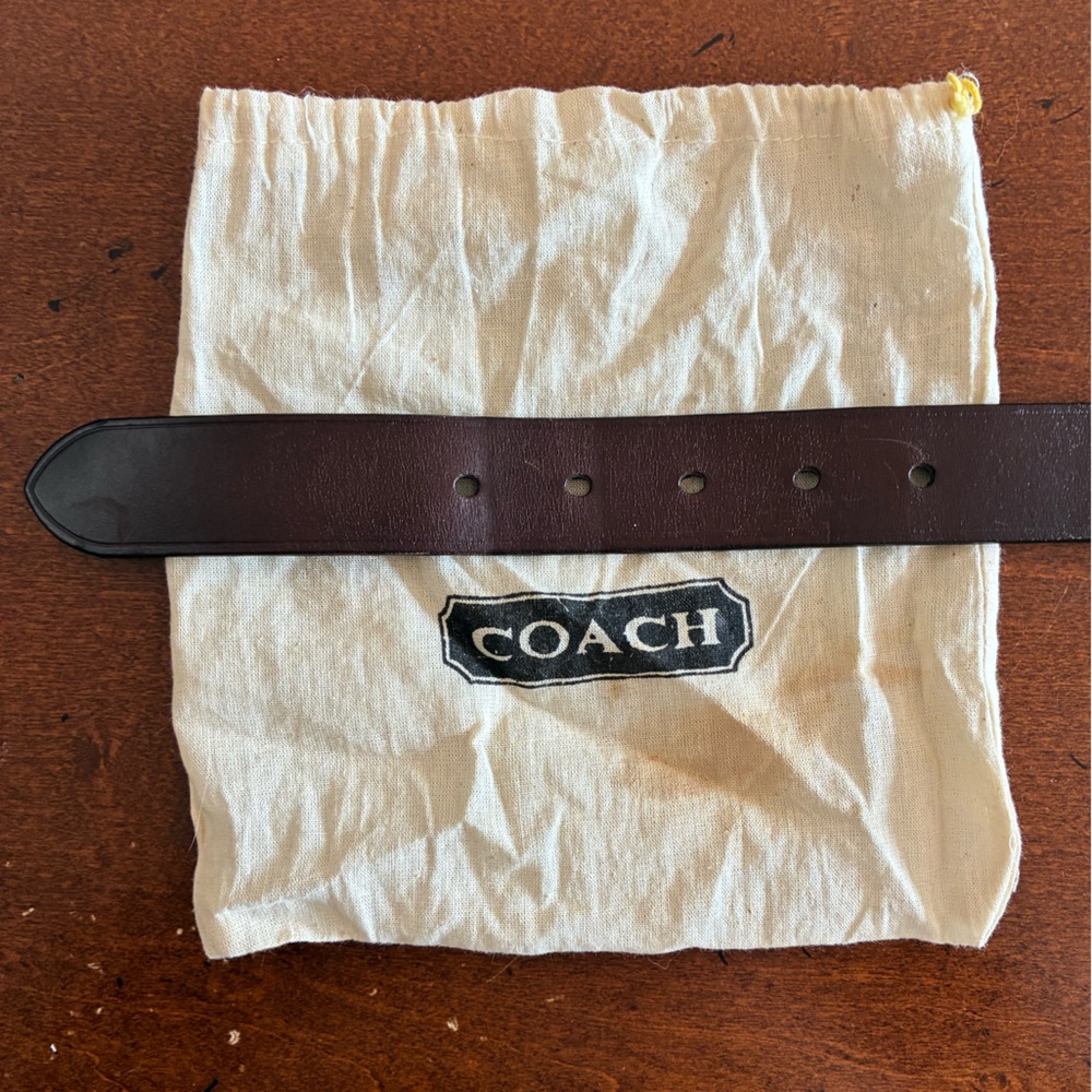EUC Coach Dark Brown Leather Belt wtih Silver Buckle - Picture 5 of 6